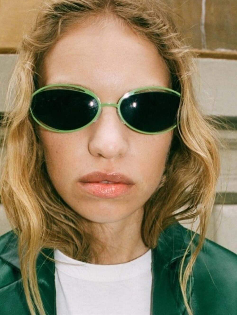 New Zara OVAL SUNGLASSES GREEN
